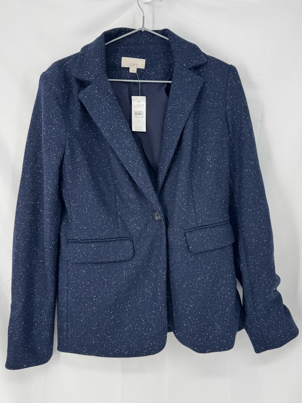 LOFT Navy Speckled Single-Button Blazer 0288